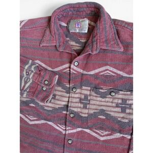 The Territory Ahead Mens Southwestern Geometric Woven Flannel Shirt Burgundy L